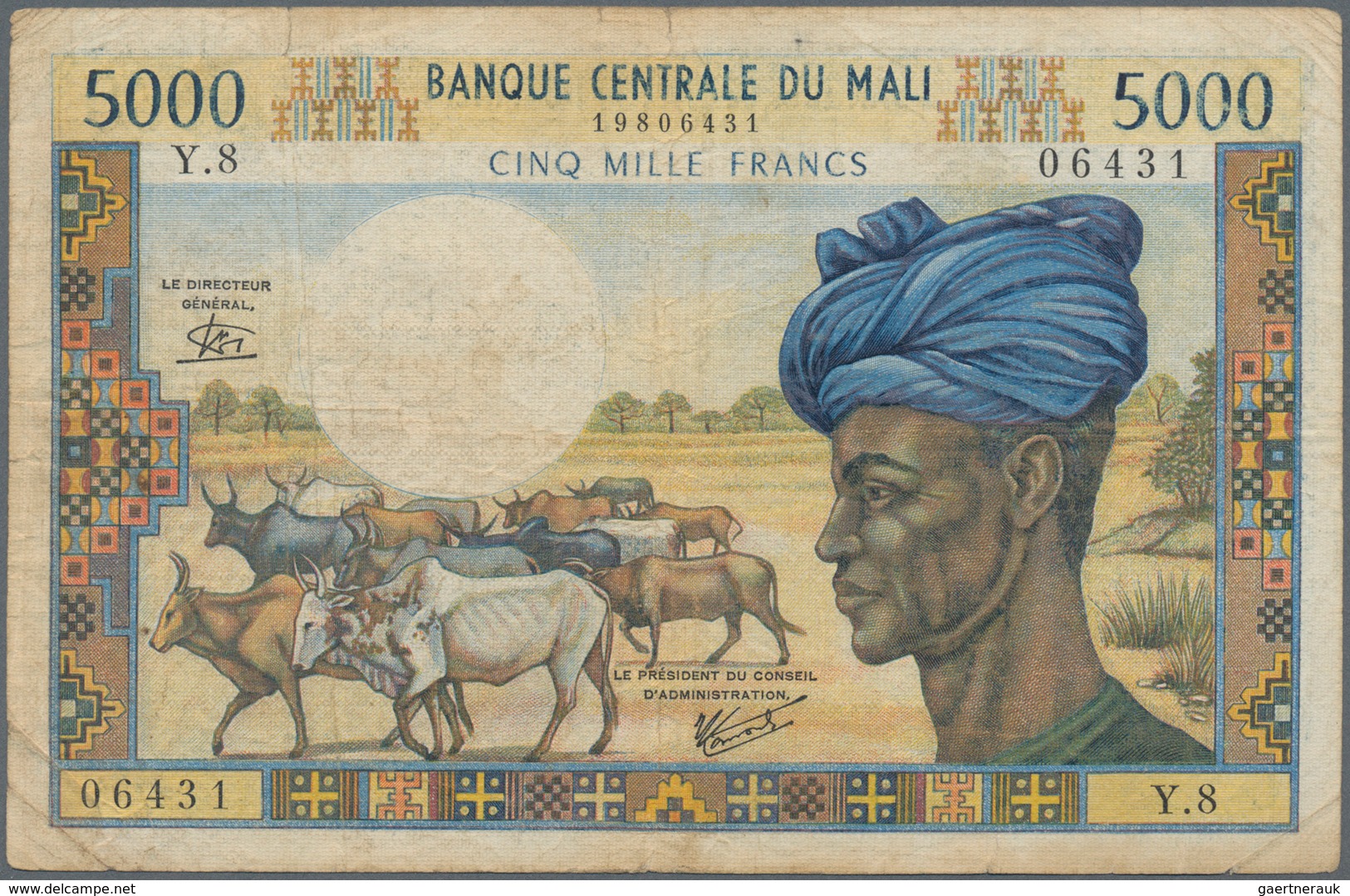 Mali: Banque Centrale Du Mali 5000 Francs ND(1972-84), P.14e, Toned Paper With Small Border Tears An - Mali