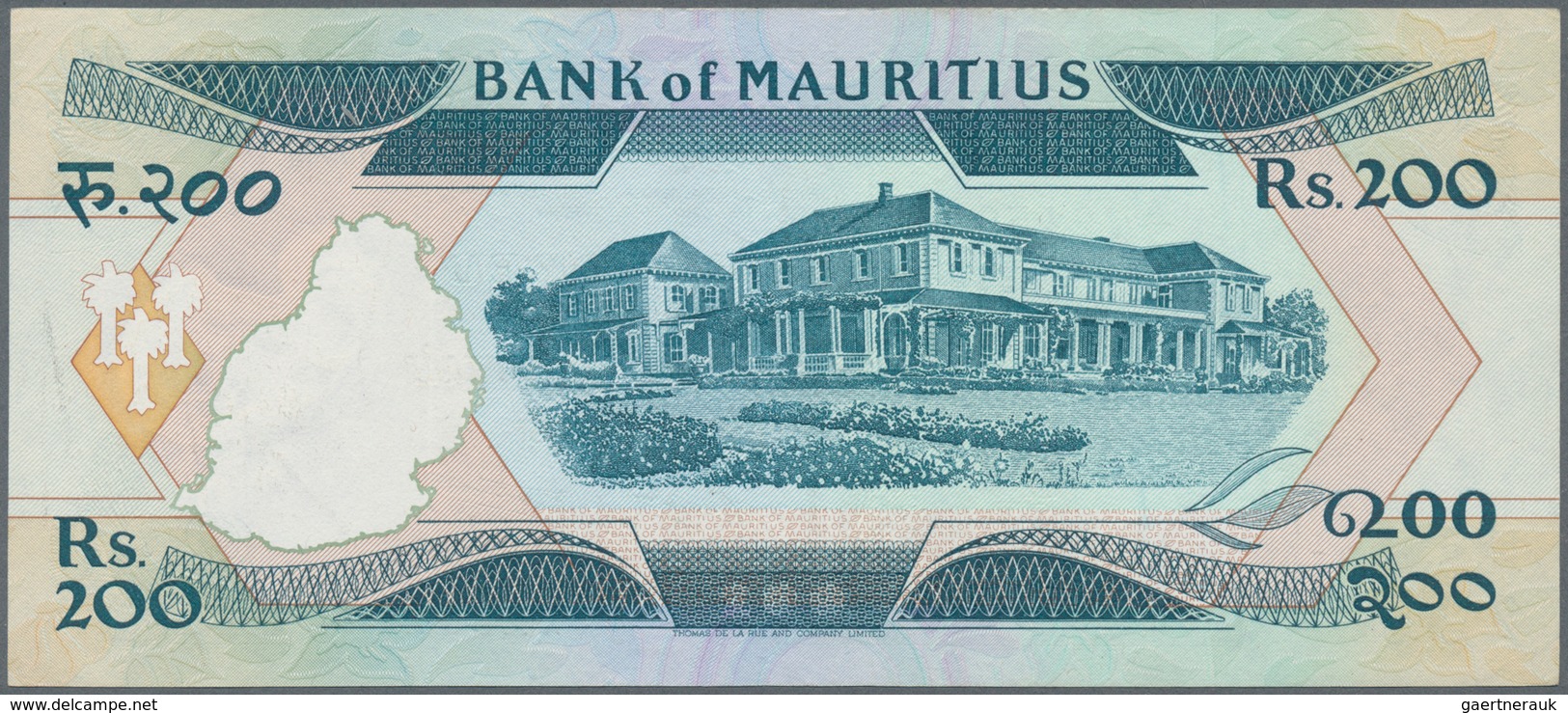 Mauritius: Pair With 500 Rupees ND(1988) P.40b (VF+) And 200 Rupees ND(1985) P.39 (UNC). (2 Pcs.) - Maurice