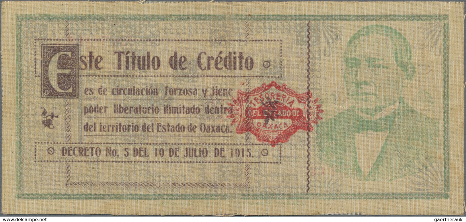 Mexico: Tesorería General Del Estado De Oaxaca 20 Pesos 1915, Series A (not Listed In The Catalog), - Mexico