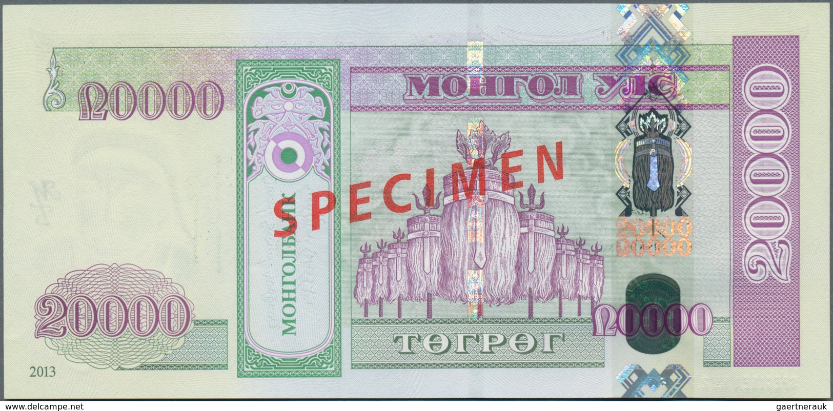 Mongolia / Mongolei: Highly Rare Specimen set with 9 banknotes comprising 10 and 20 Tugrik 2011 Spec