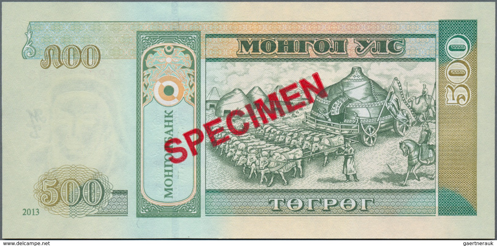 Mongolia / Mongolei: Highly Rare Specimen set with 9 banknotes comprising 10 and 20 Tugrik 2011 Spec