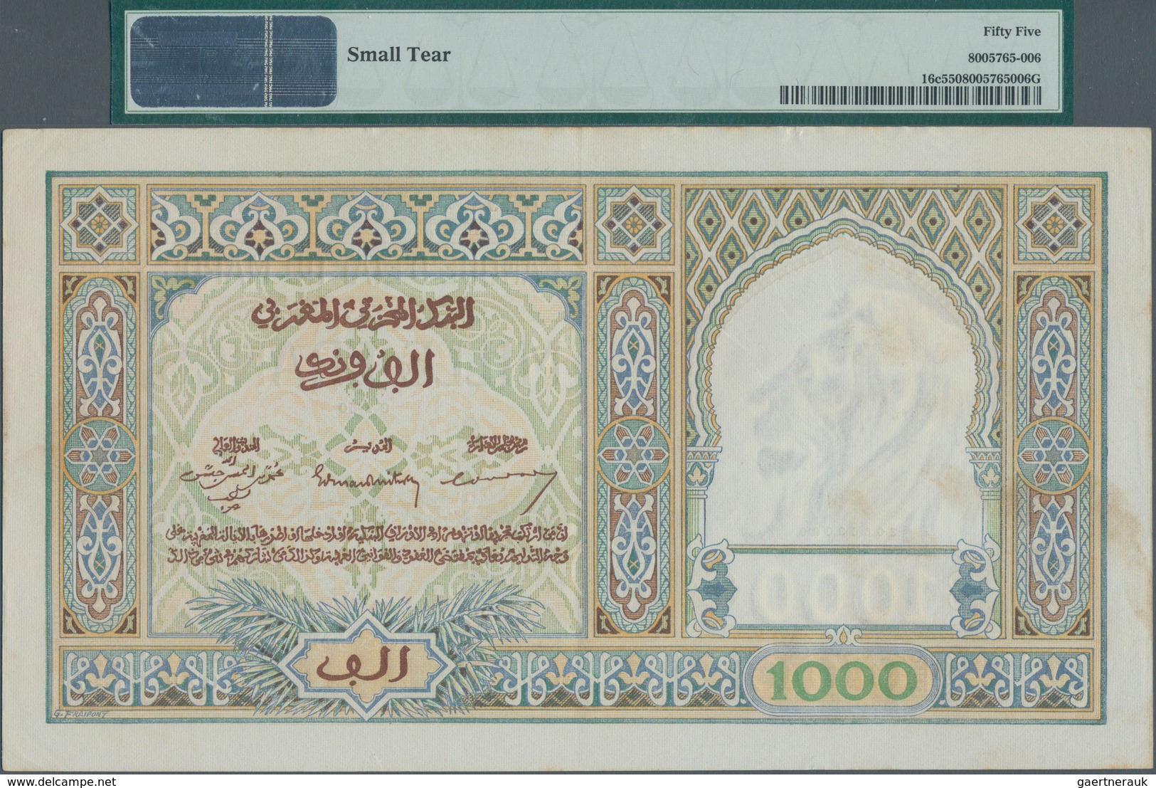 Morocco / Marokko: Banque D'État Du Maroc 1000 Francs 1950, P.16c, Great Condition For This Large Si - Marokko