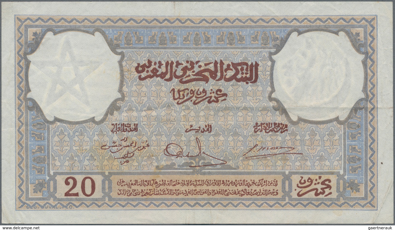 Morocco / Marokko: Banque D'État Du Maroc 20 Francs 1941, P.18b, Some Minor Folds And Creases And A - Morocco