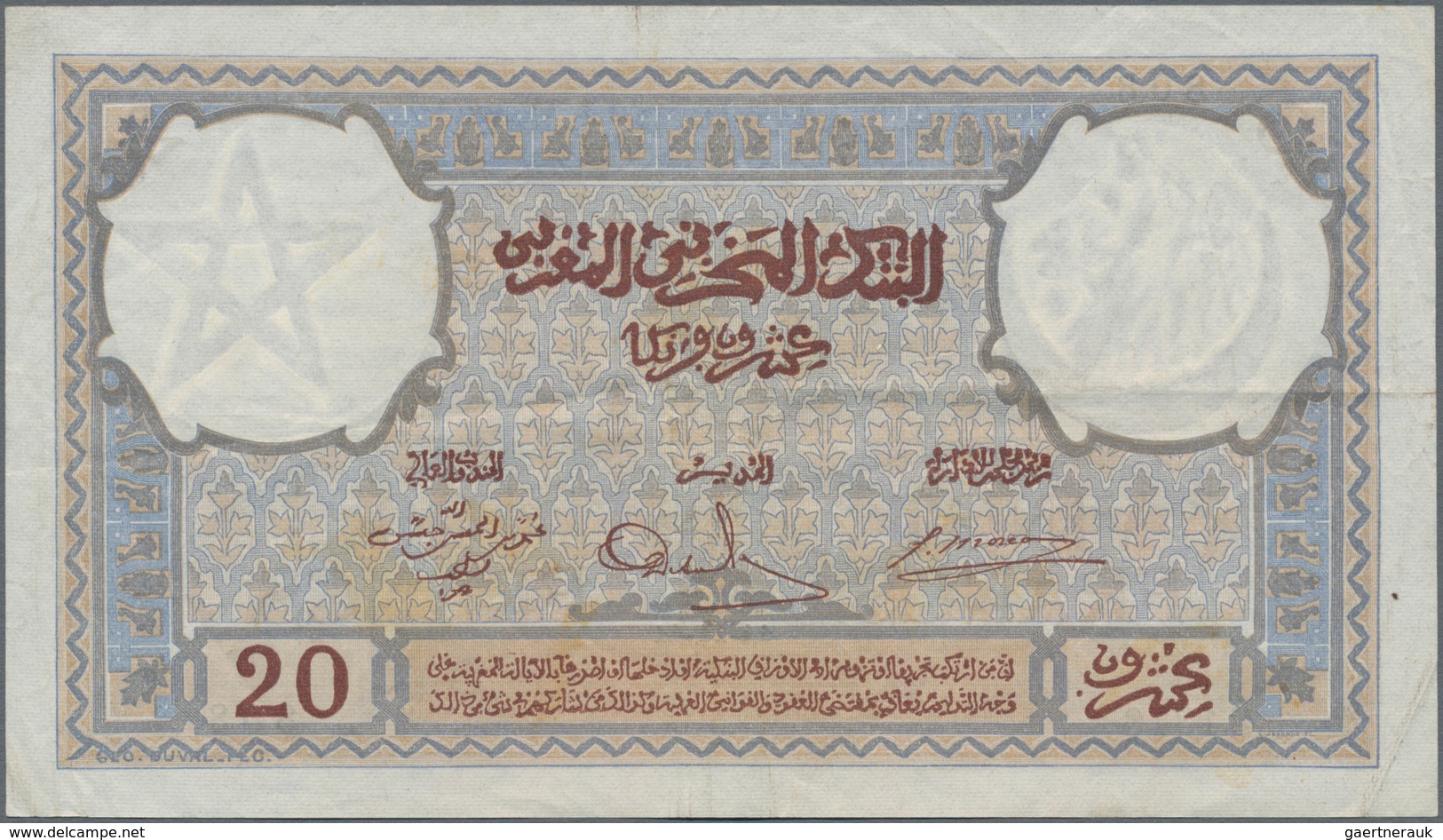 Morocco / Marokko: Banque D'État Du Maroc 20 Francs 1941, P.18b, Some Minor Folds And Creases And A - Marruecos