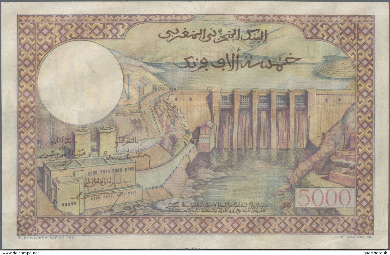 Morocco / Marokko: Banque D'État Du Maroc 5000 Francs 1953, P.49, Lightly Pressed With Small Margin - Marokko