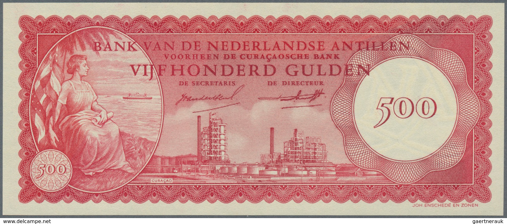 Netherlands Antilles / Niederländische Antillen: 500 Gulden 1962, P.7a In Perfect UNC Condition. Rar - Antilles Néerlandaises (...-1986)