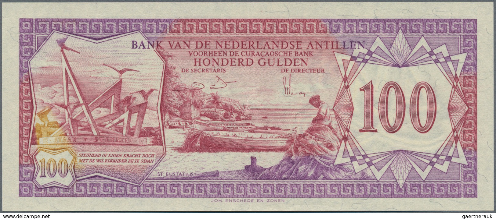 Netherlands Antilles / Niederländische Antillen: 100 Gulden 1981, P.19b In UNC Condition - Niederländische Antillen (...-1986)