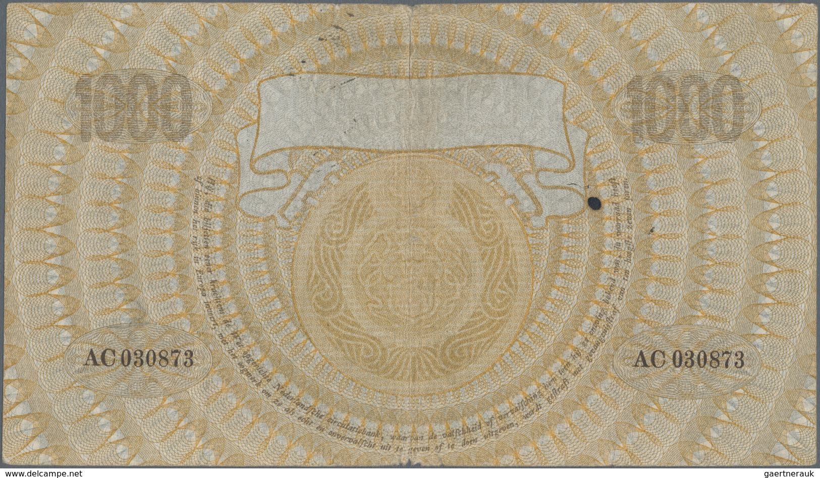 Netherlands / Niederlande: De Nederlandsche Bank 1000 Gulden 1919, P.42, Margin Split, Small Border - Other & Unclassified