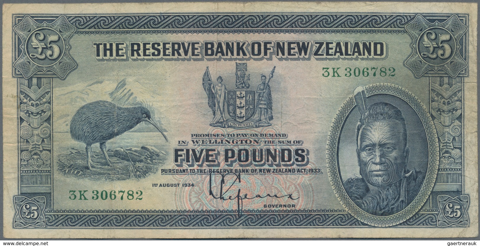 New Zealand / Neuseeland: The Reserve Bank Of New Zealand, Very Nice Set With 10 Shillings, 1 And 5 - Neuseeland