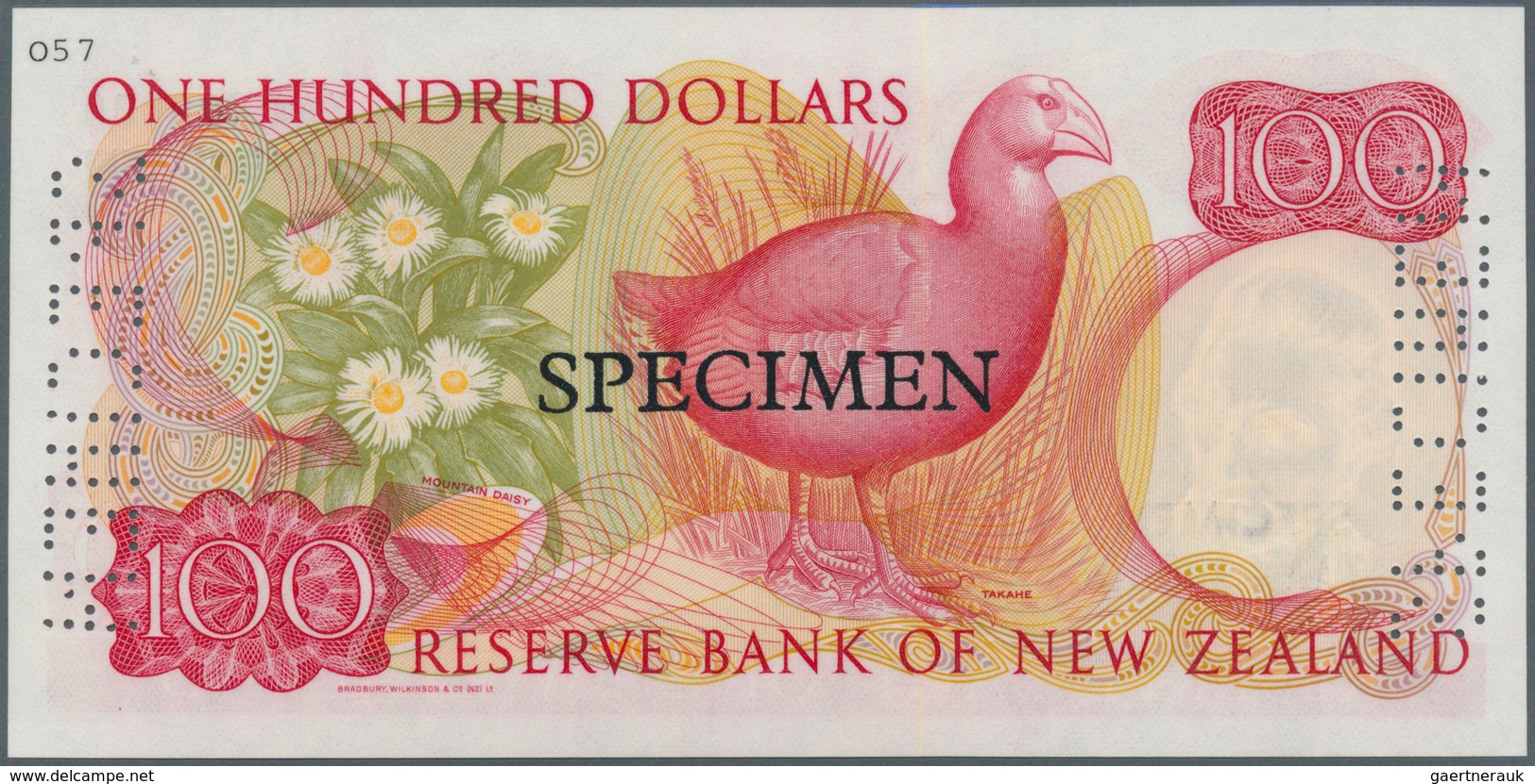 New Zealand / Neuseeland: 100 Dollars ND(1981-89) SPECIMEN With Signature: Hardie, P.175s, Laminated - Neuseeland