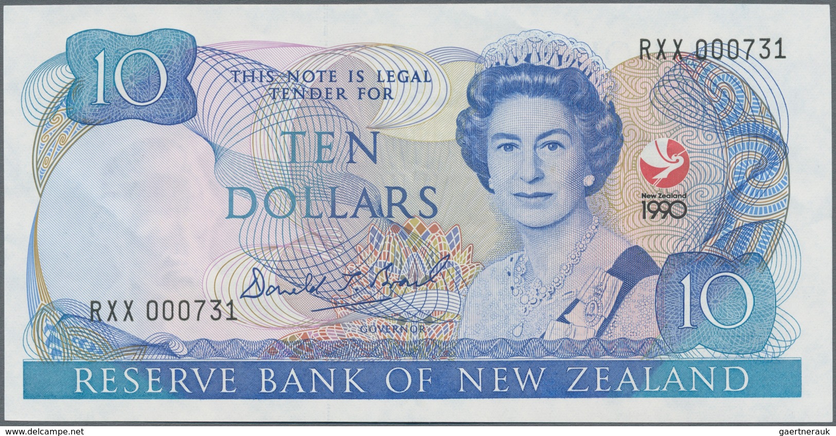 New Zealand / Neuseeland: Reserve Bank of New Zealand 10 Dollars 1990, P.176, commemorating 150th An