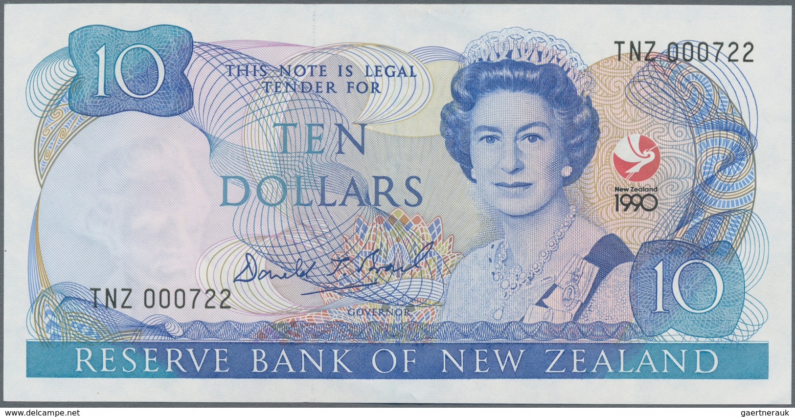 New Zealand / Neuseeland: Reserve Bank of New Zealand 10 Dollars 1990, P.176, commemorating 150th An