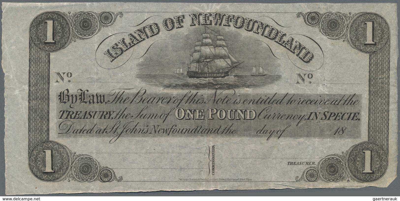 Newfoundland / Neufundland: The Island Of Newfoundland 1 Pound 18xx Unsigned Remainder, P.A3Ar, Seld - Kanada