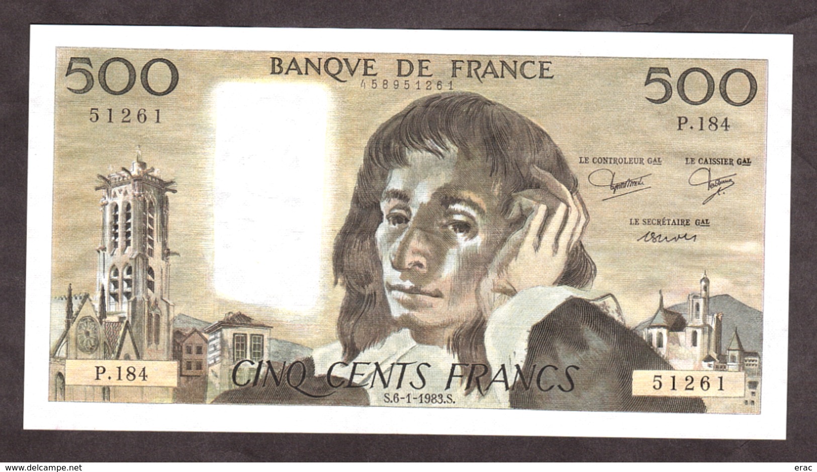 Billet De 500 Francs "Pascal" - 1983 - SUP - Scan Recto Et Verso - 500 F 1968-1993 ''Pascal''