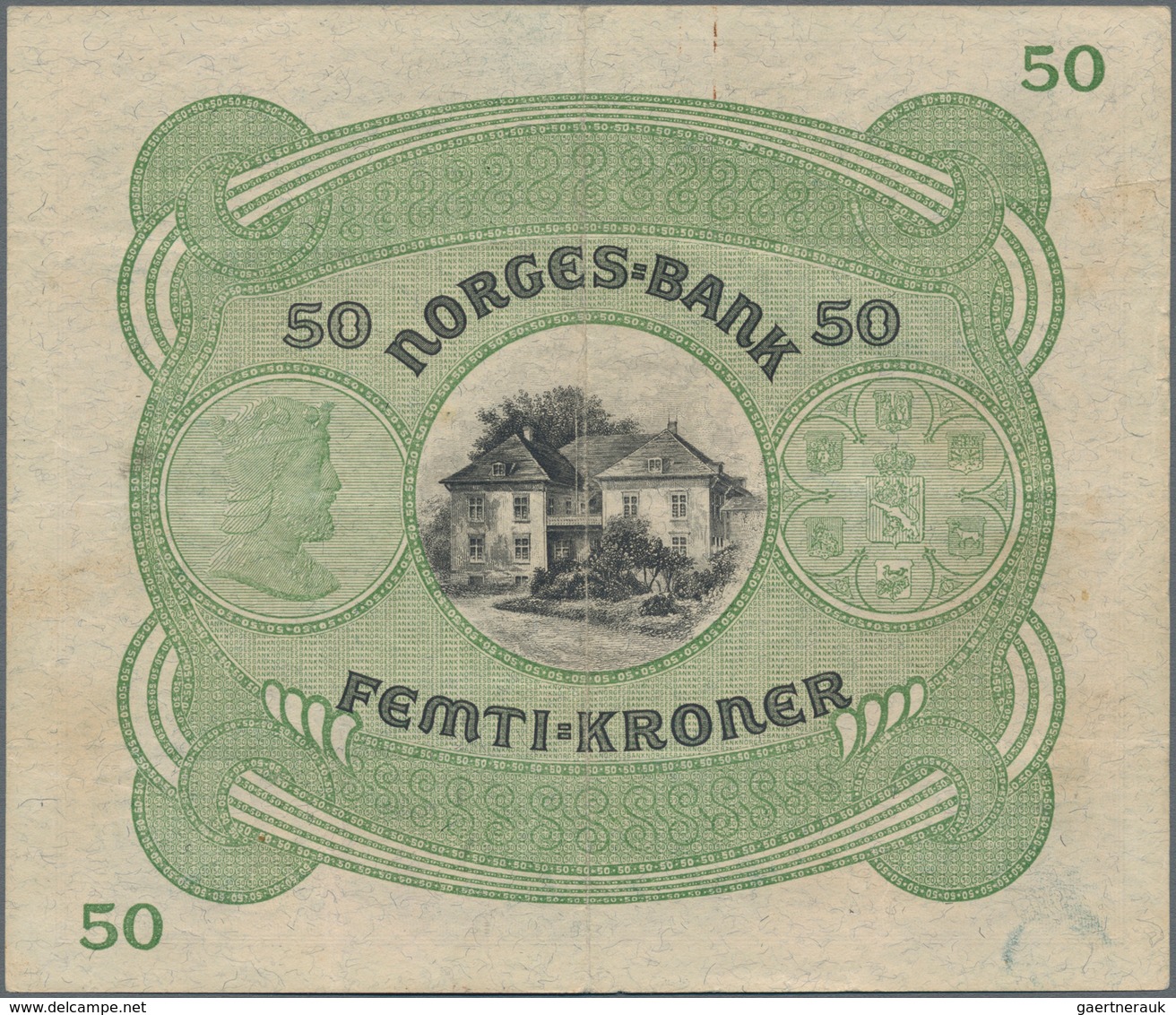 Norway / Norwegen: 50 Kroner 1941, P.9d, Great Original Shape With A Few Folds And Minor Spots On Ba - Norvège