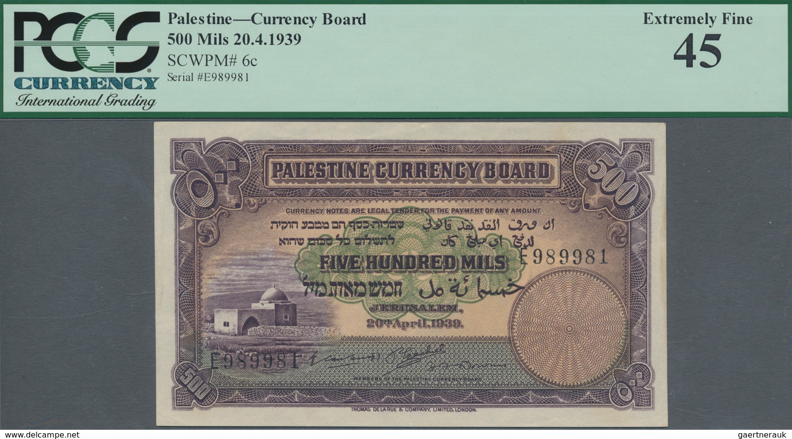Palestine / Palästina: Palestine Currency Board 500 Mils April 20th 1939, P.6c, Minor Creases And Sp - Sonstige – Asien