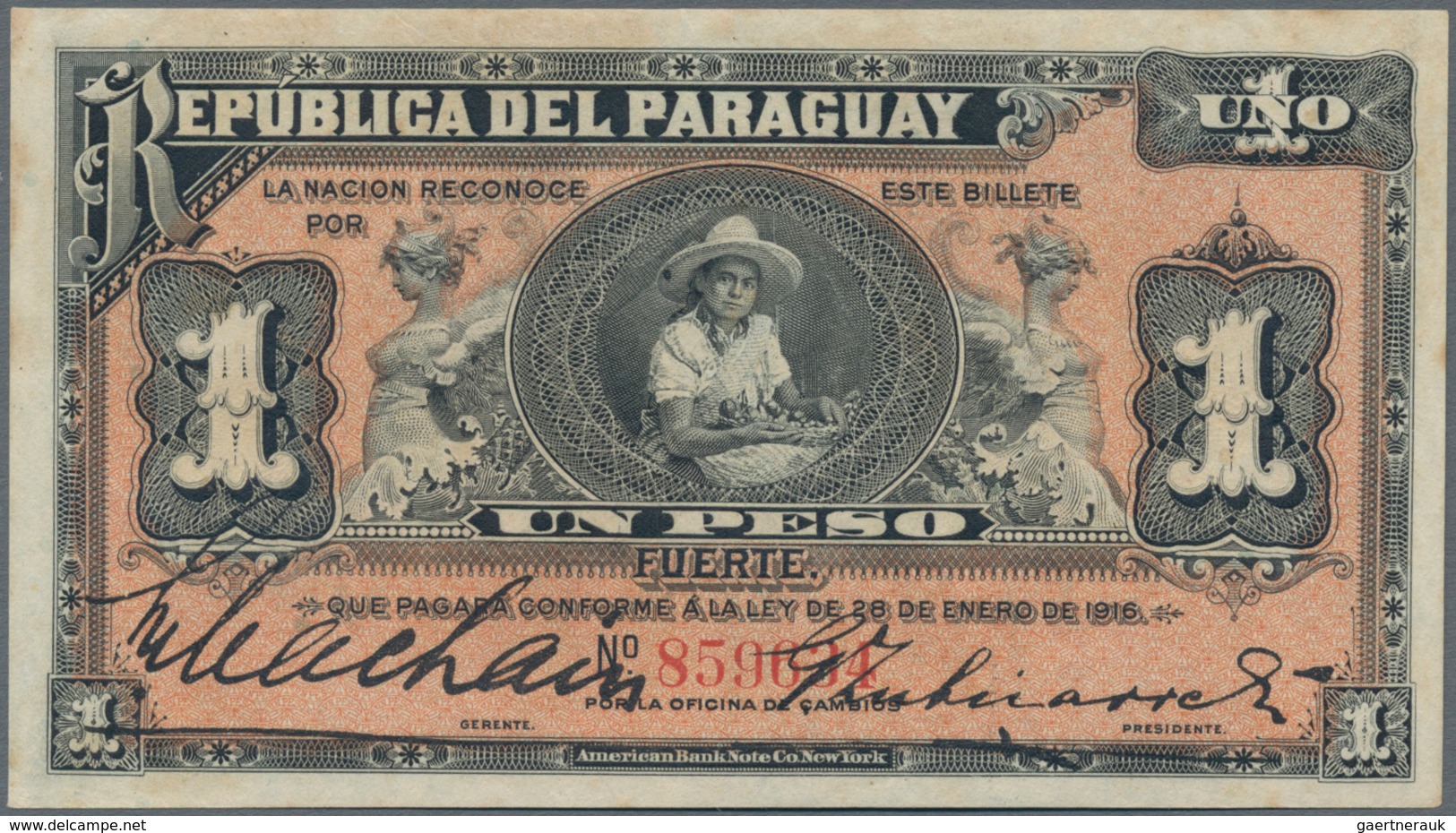 Paraguay: Pair With 1 Peso Fuerte L.1916 P.138 (XF) And 5 Pesos Fuertes L.1923 P.163 (VF). (2 Pcs.) - Paraguay