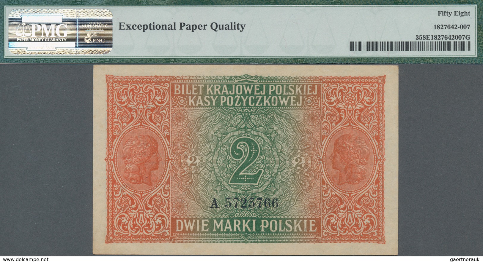 Poland / Polen: State Loan Bank, German Occupation WW I, 2 Marki 1917, Title On Front Reads "Zarząd - Pologne