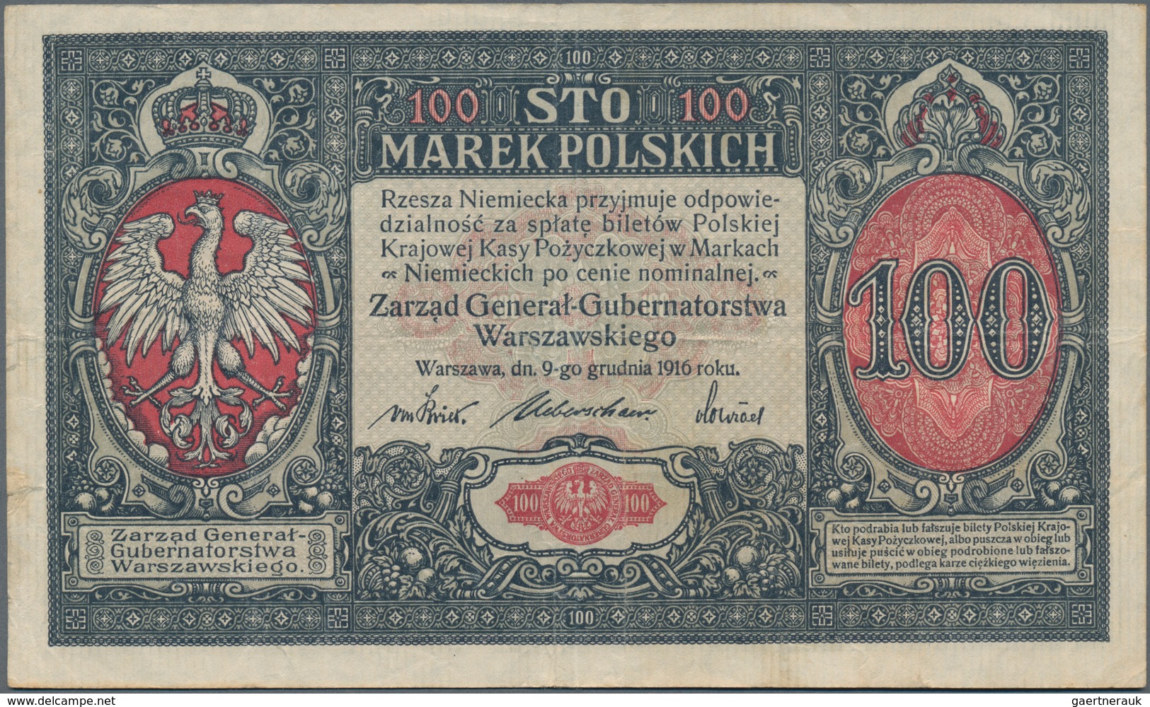 Poland / Polen: State Loan Bank Of Poland Set With 5 Banknotes With Title "Zarzad General Gubernator - Polen
