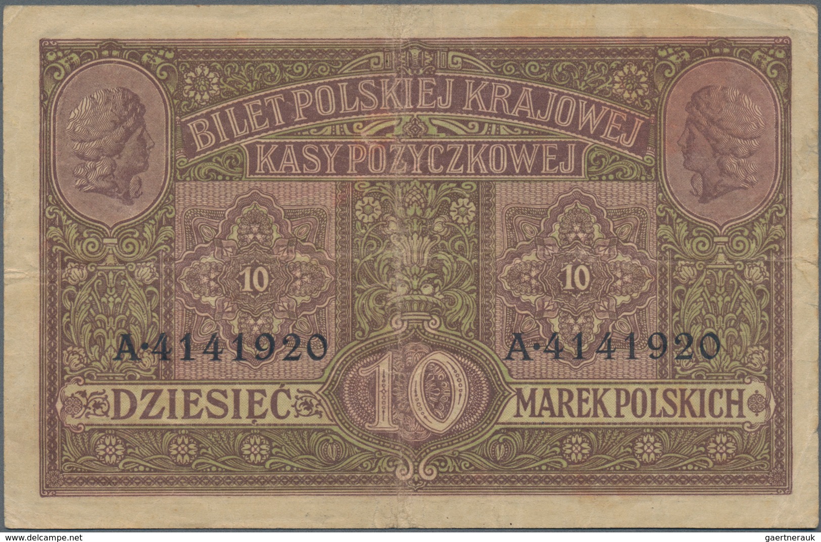Poland / Polen: State Loan Bank Of Poland Set With 5 Banknotes With Title "Zarzad General Gubernator - Pologne