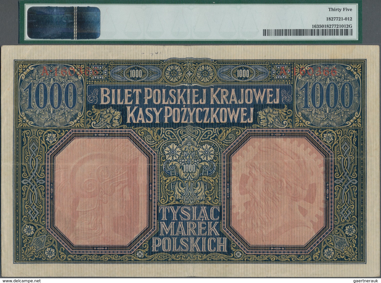 Poland / Polen: State Loan Bank, German Occupation WW I, 1000 Marek 1916, Title On Front Reads "Zarz - Polen