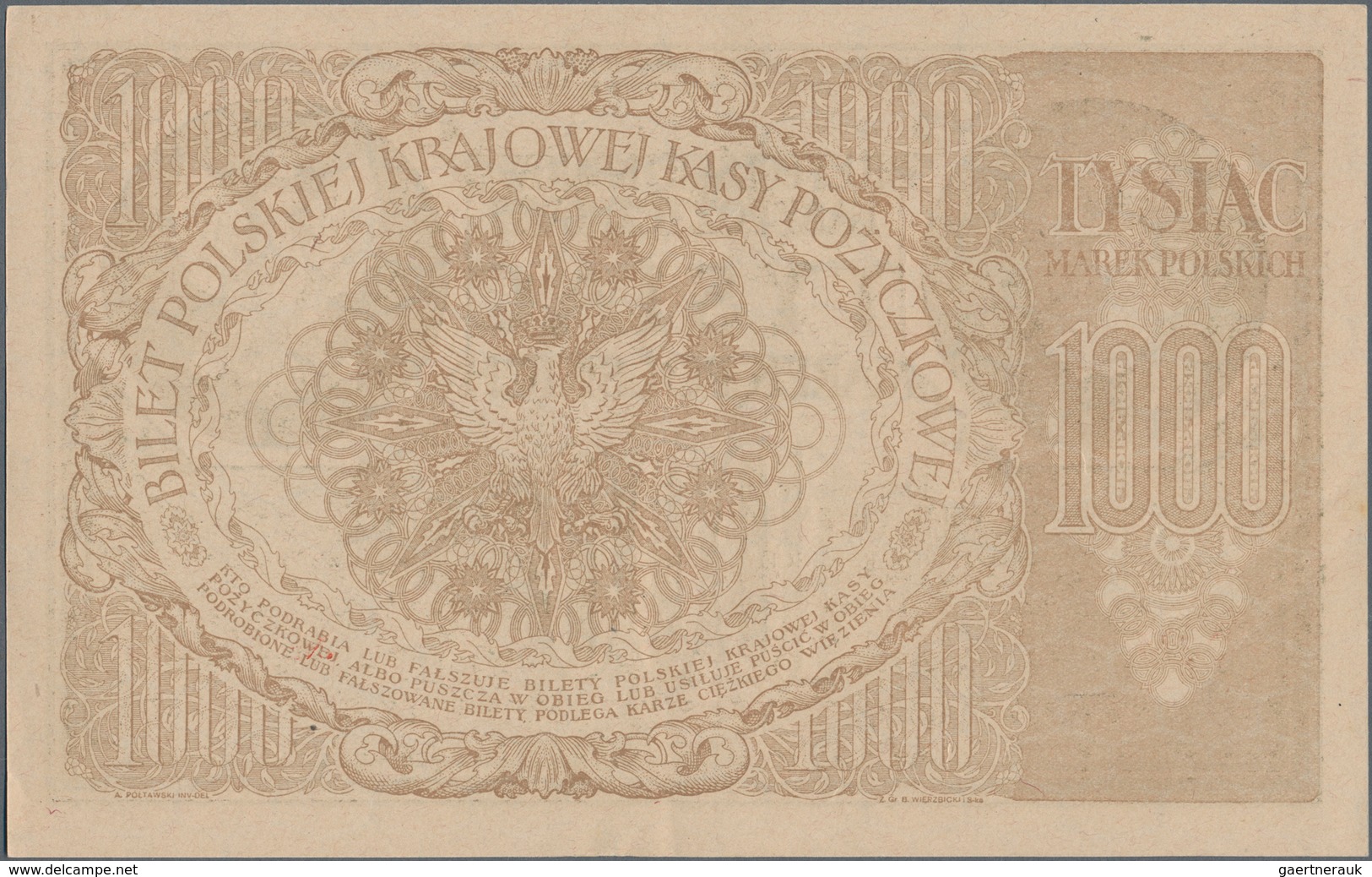 Poland / Polen: 1000 Marek 1919, P.22 In XF+/aUNC Condition - Poland