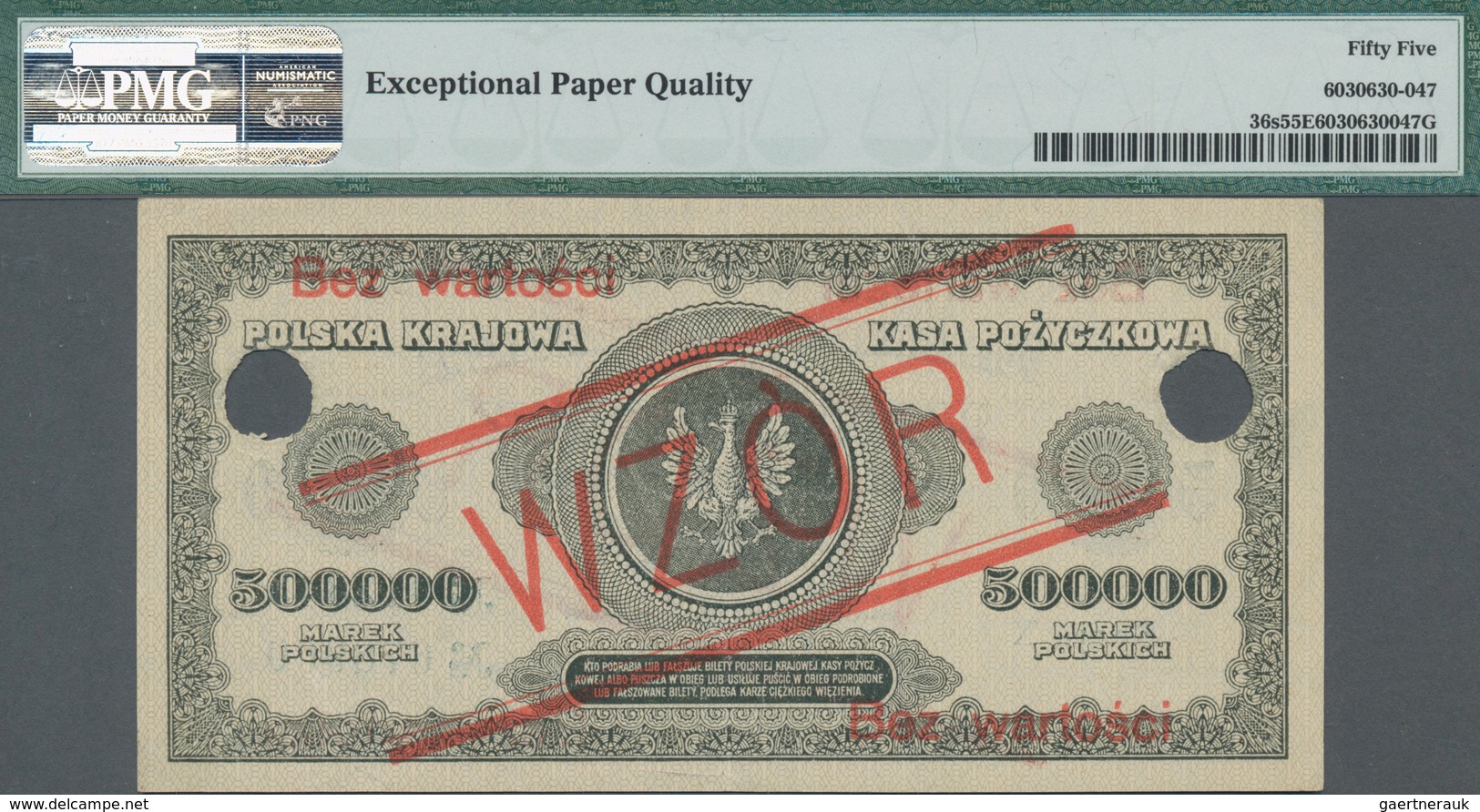 Poland / Polen: State Loan Bank 500.000 Marek 1923 SPECIMEN, P.36s With Red Overprint "WZOR" And "Be - Polen