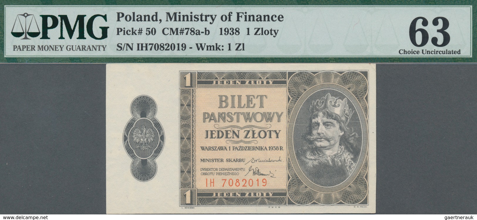 Poland / Polen: Ministry Of Finance 1 Zloty 1938, P.50, Serial Number IH 7082019, Minor Repairs At U - Poland