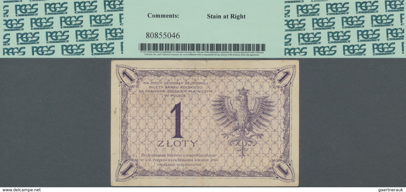 Poland / Polen: Bank Polski 1 Zloty 1919 (1924), P.51, Great Original Shape With A Small Stain At Ri - Poland