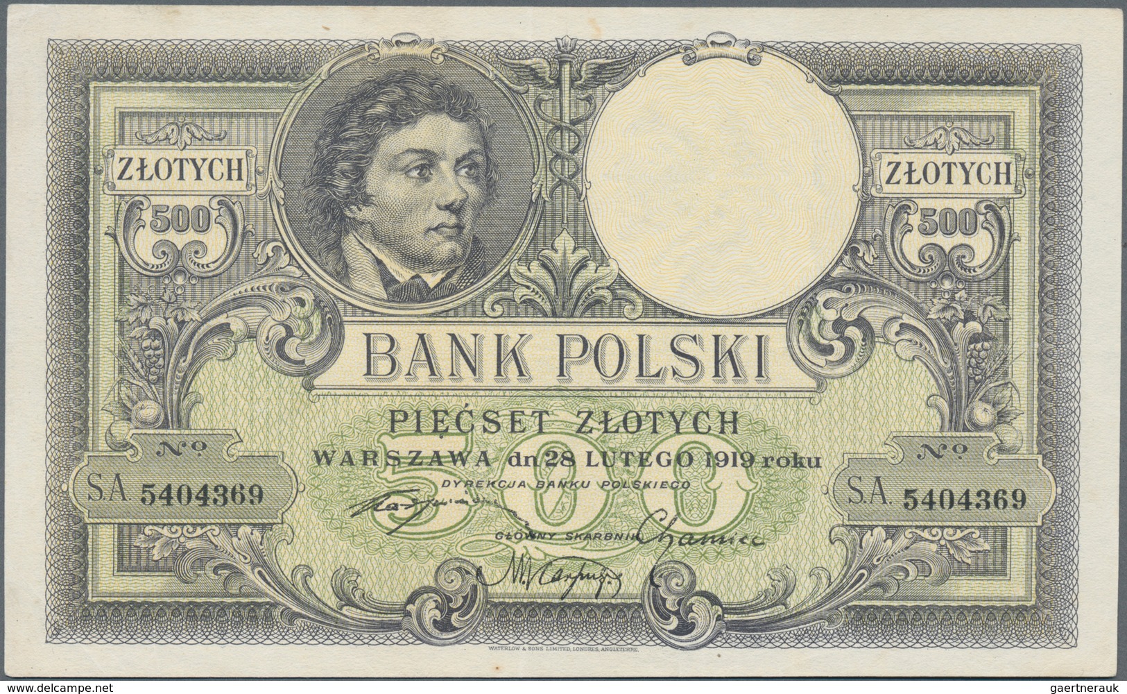 Poland / Polen: Pair With 100 Zlotych 1919 (F+/VF) And 500 Zlotych 1919 (XF+/aUNC), P.57, 58. (2 Pcs - Polen