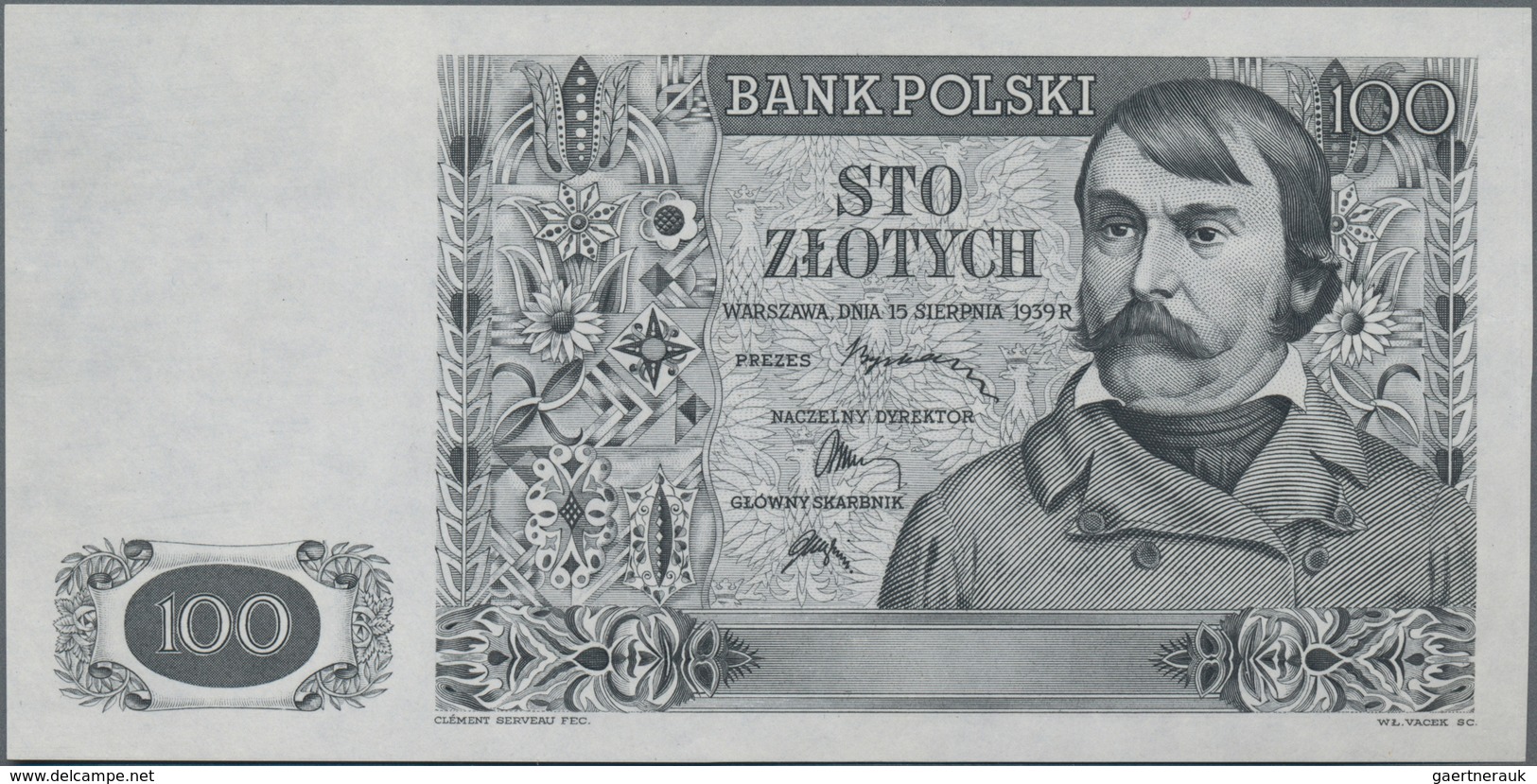 Poland / Polen: Bank Polski, Intaglio Printed Uniface Proof Of Front And Reverse Of The Unissued 100 - Poland