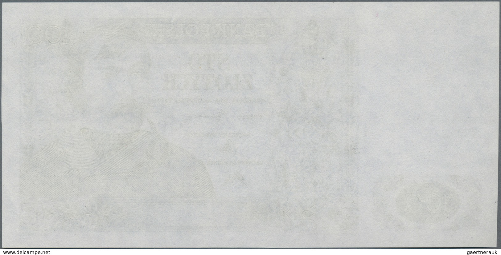 Poland / Polen: Bank Polski, Intaglio Printed Uniface Proof Of Front And Reverse Of The Unissued 100 - Polen