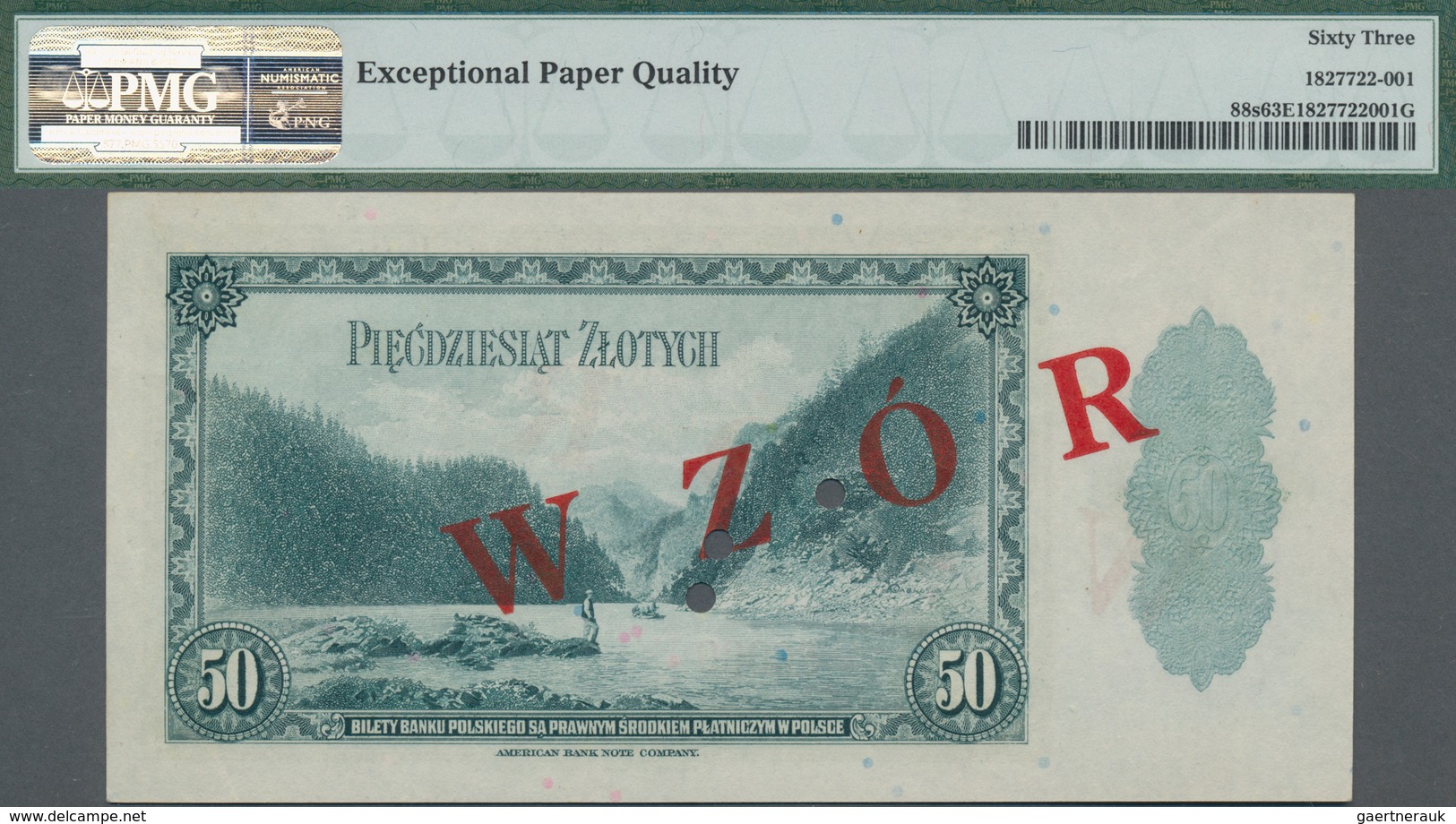 Poland / Polen: Bank Polski 50 Zlotych 1939 Unissued Series SPECIMEN, P.88s, With Red Overprint "WZO - Polen