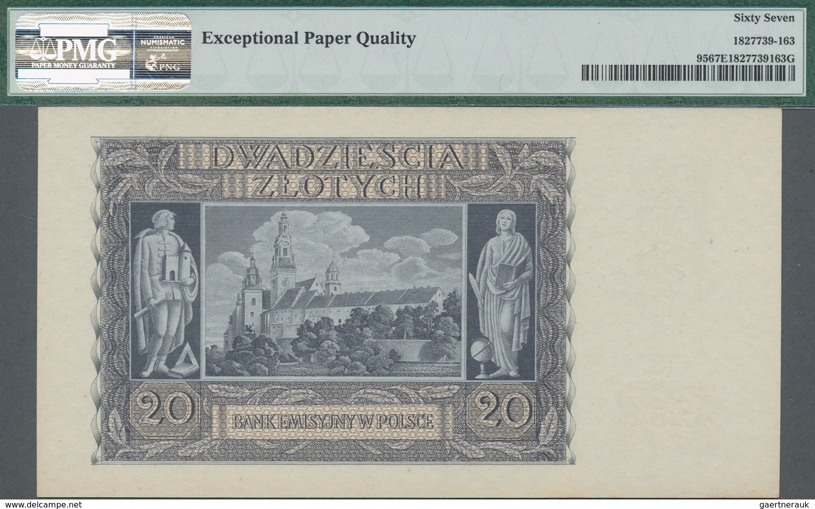 Poland / Polen: Emission Bank 20 Zlotych 1940, P.95, Serial Number H2065177, PMG Graded 67 Superb Ge - Polen