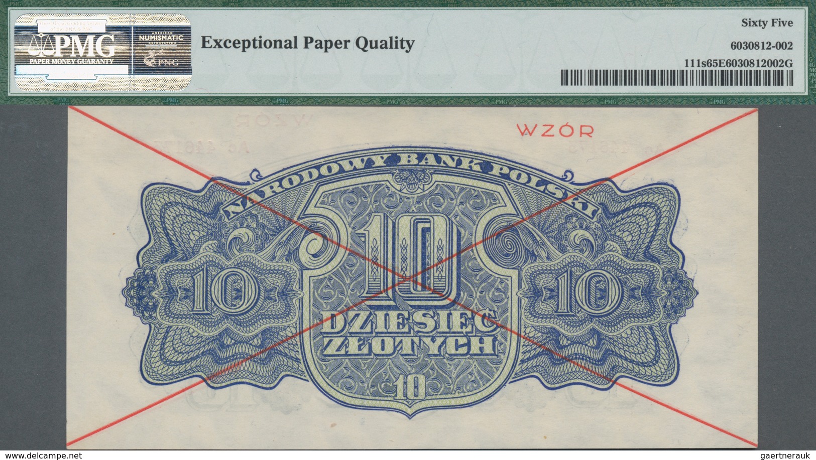 Poland / Polen: 10 Zlotych 1944 SPECIMEN, Last Word In Text Spelled As "OBOWIAZKOWE"" (correct; Prin - Pologne