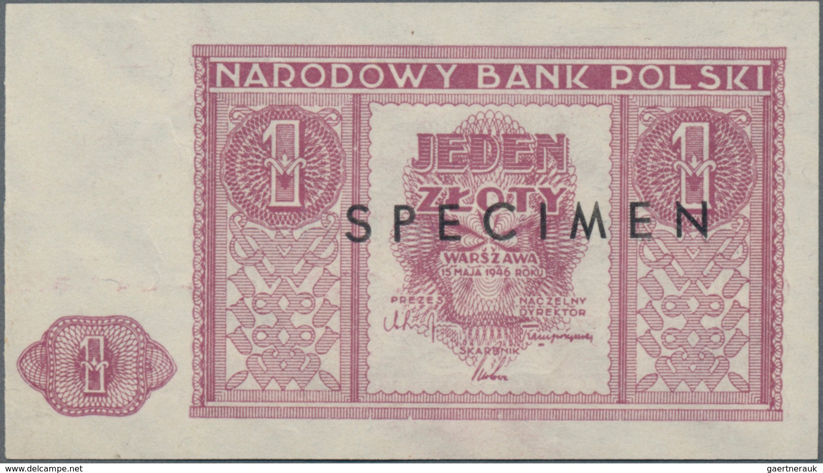 Poland / Polen: Narodowy Bank Polski Pair With 1 And 2 Zlotych 1946 SPECIMEN, P.123s, 124s, Both In - Polen