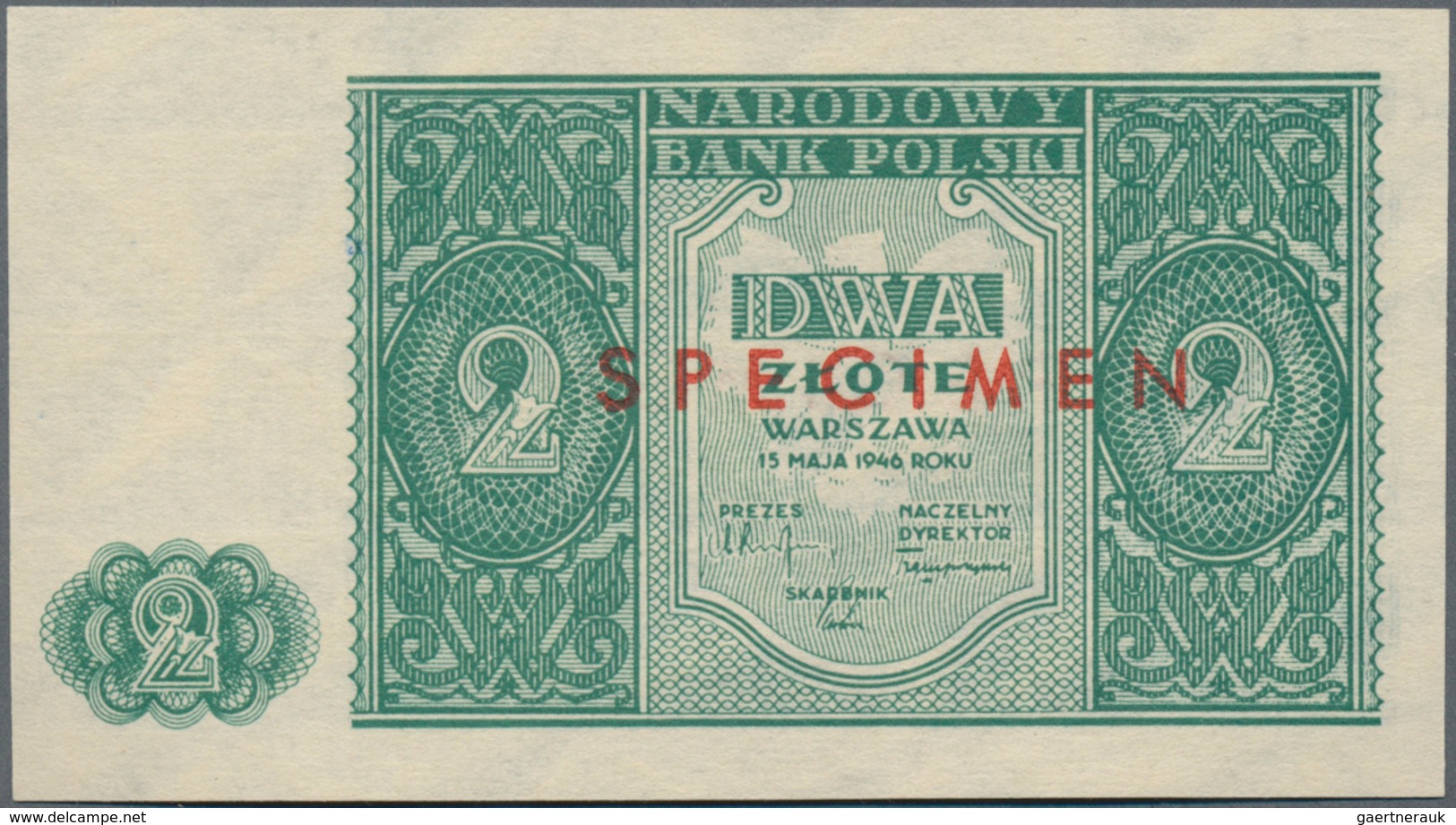 Poland / Polen: Narodowy Bank Polski Pair With 1 And 2 Zlotych 1946 SPECIMEN, P.123s, 124s, Both In - Pologne