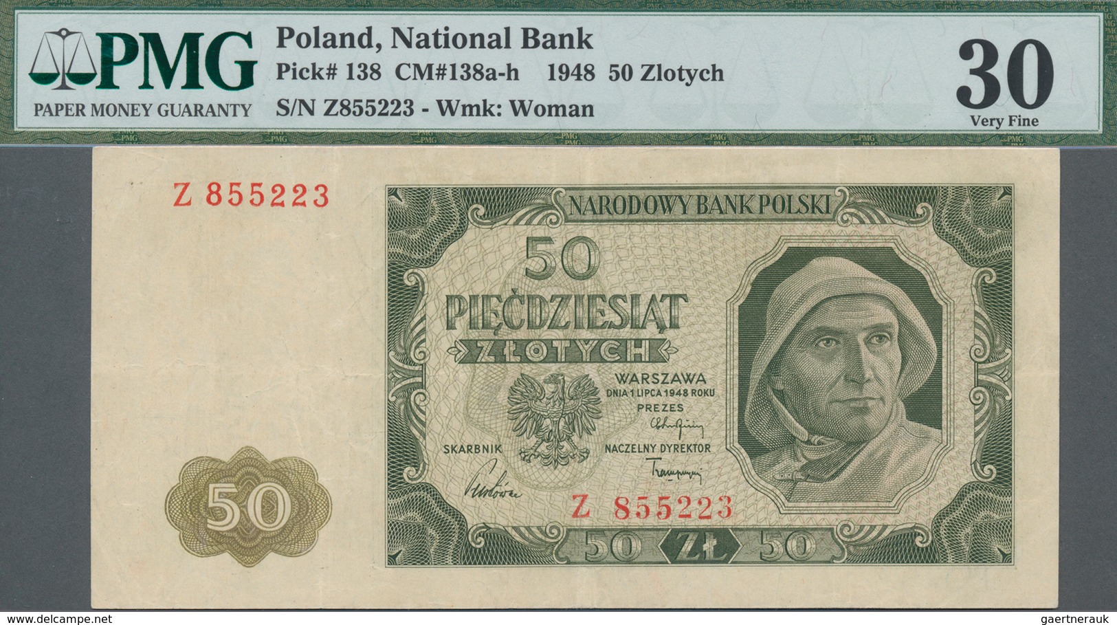 Poland / Polen: 50 Zlotych 1948, P.138 Replacement Note Serial Z855223, PMG Graded 30 Very Fine, Opt - Polen