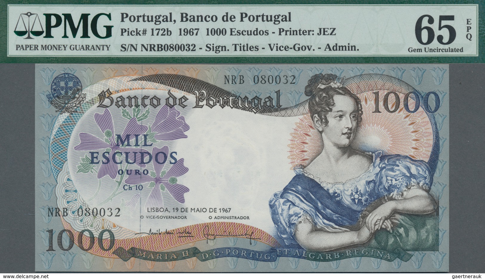 Portugal: Banco De Portugal Pair With 20 Escudos 1954 P.153a PMG 53 And 1000 Escudos 1967 P.172b PMG - Portugal