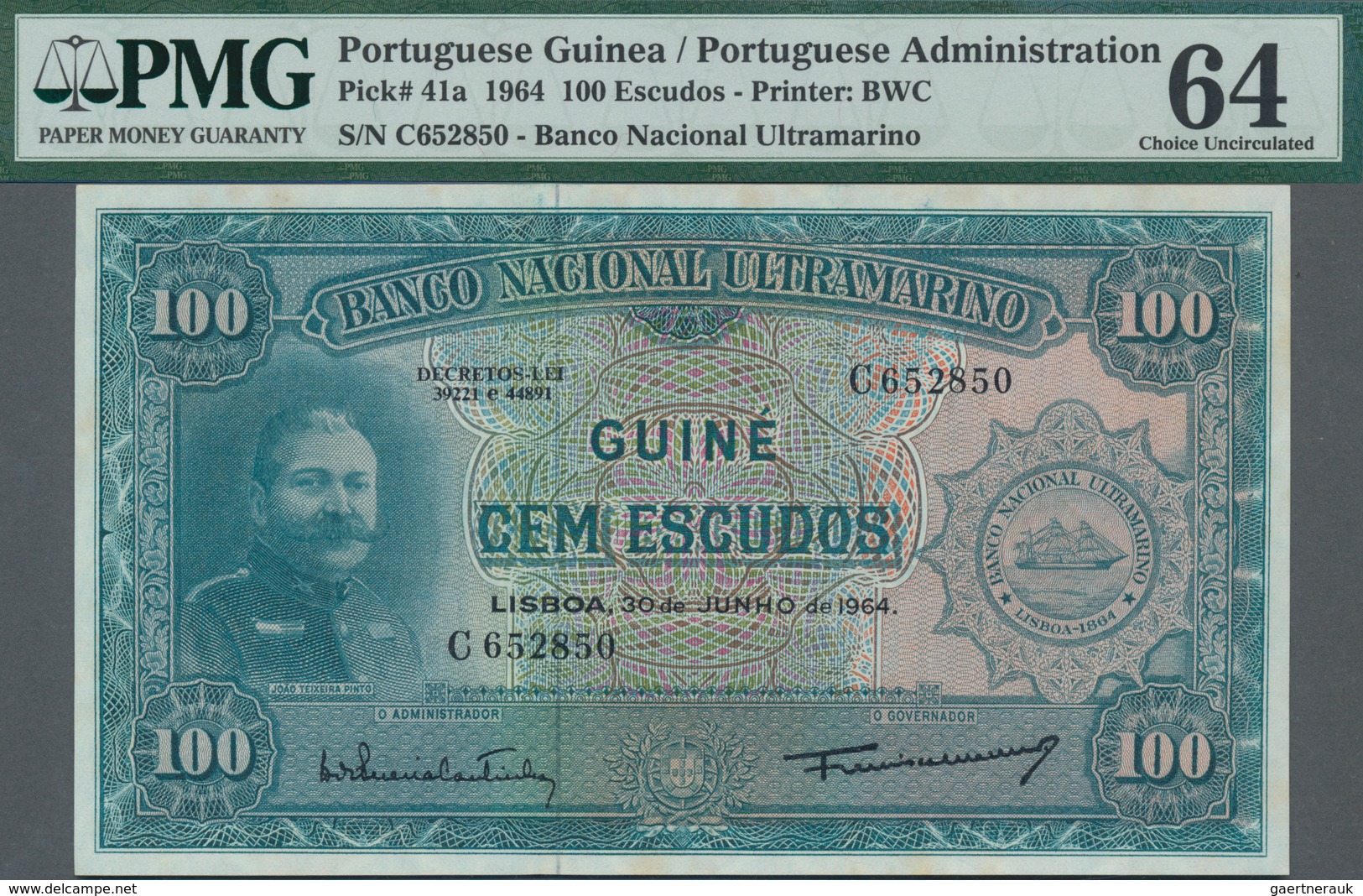 Portuguese Guinea  / Portugiesisch Guinea: Banco Nacional Ultramarino Pair With 50 Escudos 1964 P.40 - Guinea