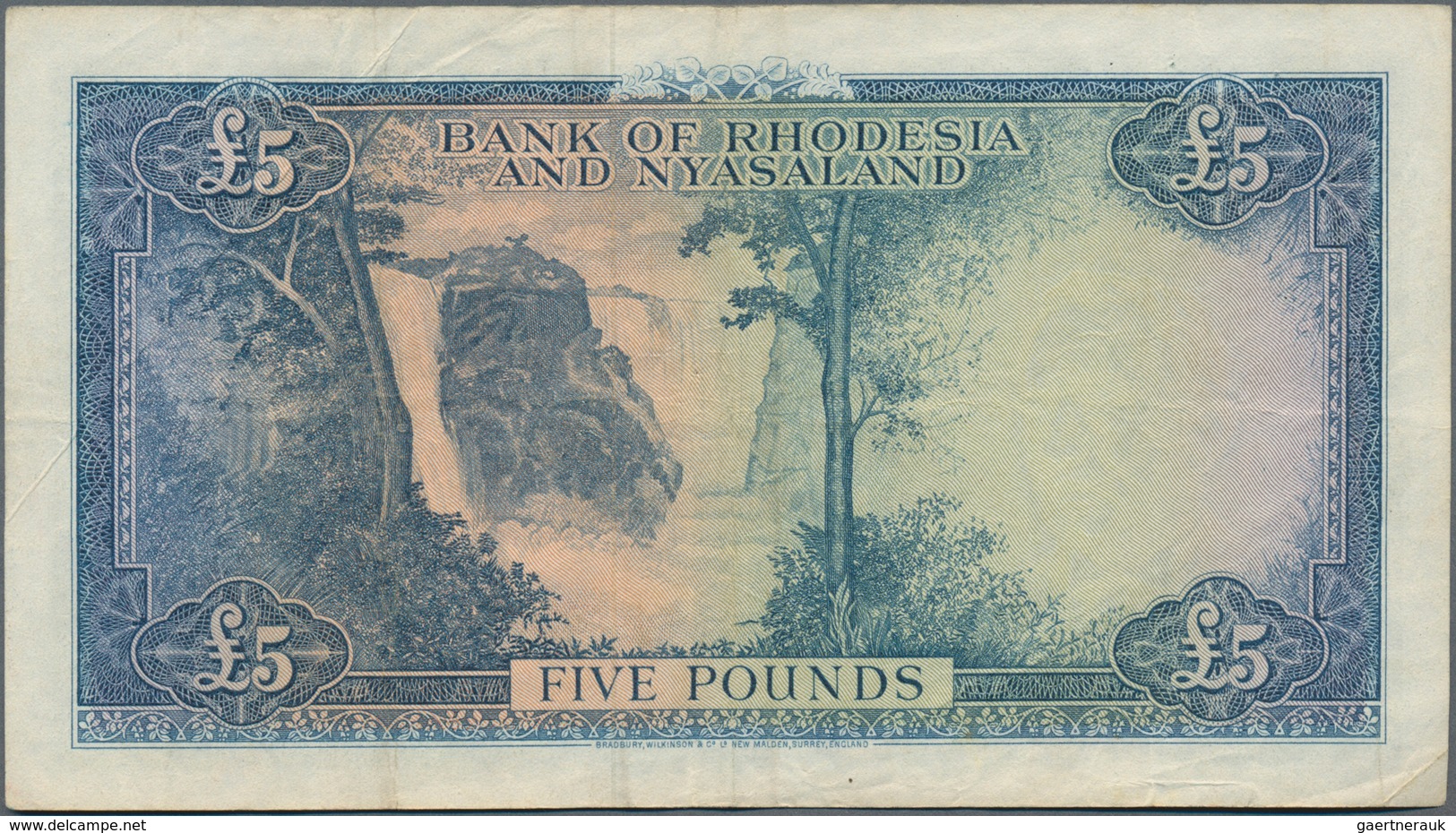 Rhodesia & Nyasaland: Bank Of Rhodesia And Nyasaland 5 Pounds 1958, P.22a, Still Great Original Shap - Rhodesien