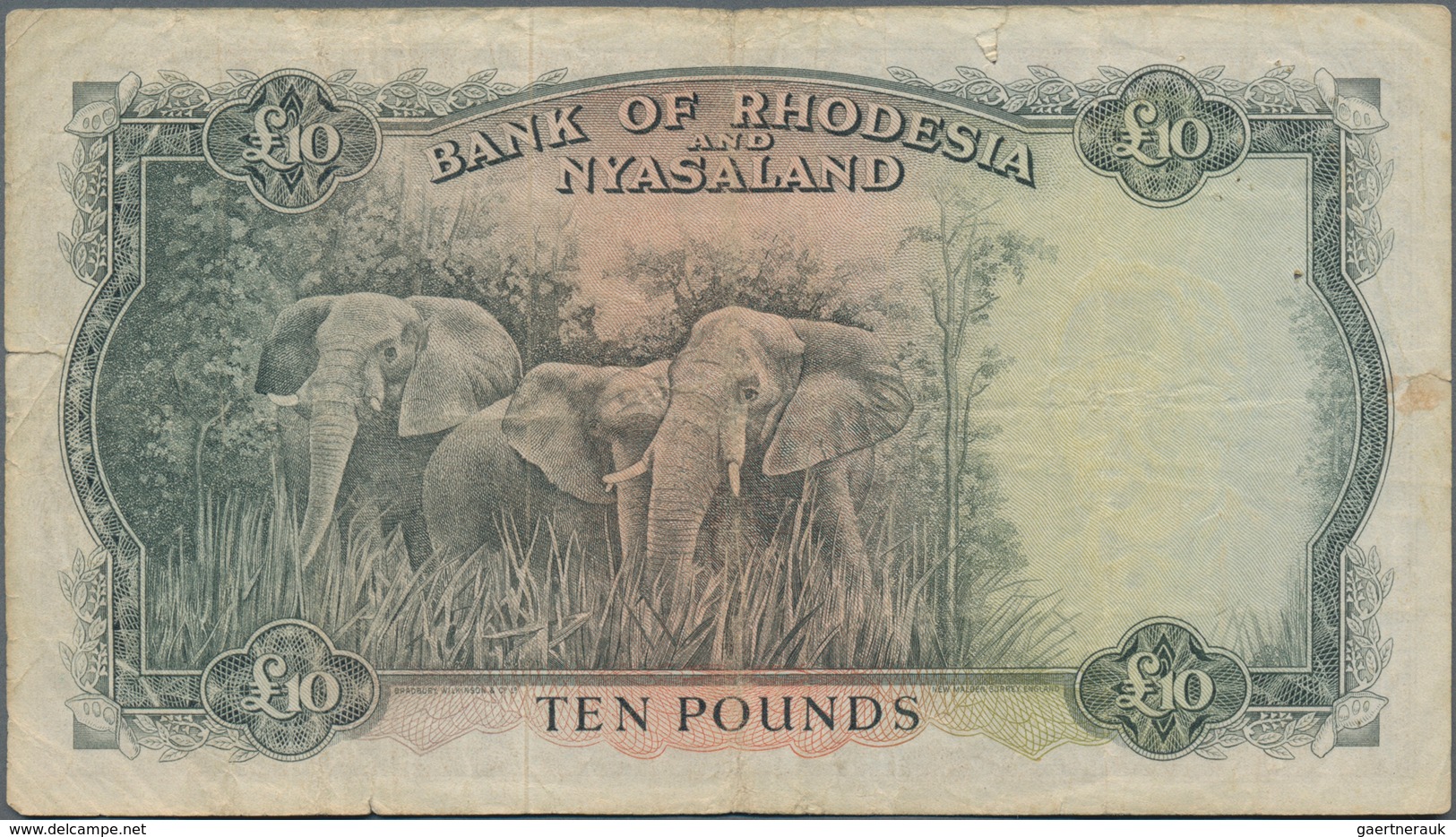 Rhodesia & Nyasaland: Bank Of Rhodesia And Nyasaland 10 Pounds 1957, P.23a, Highest Denomination And - Rhodésie