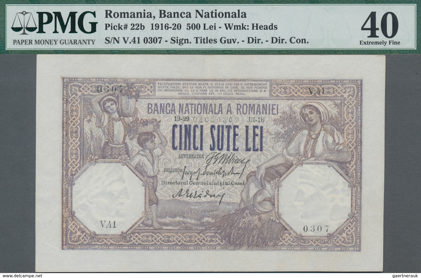 Romania / Rumänien: Banca Naţională A României 500 Lei 1918 With Signature Titles: Guvernator, Direc - Rumänien