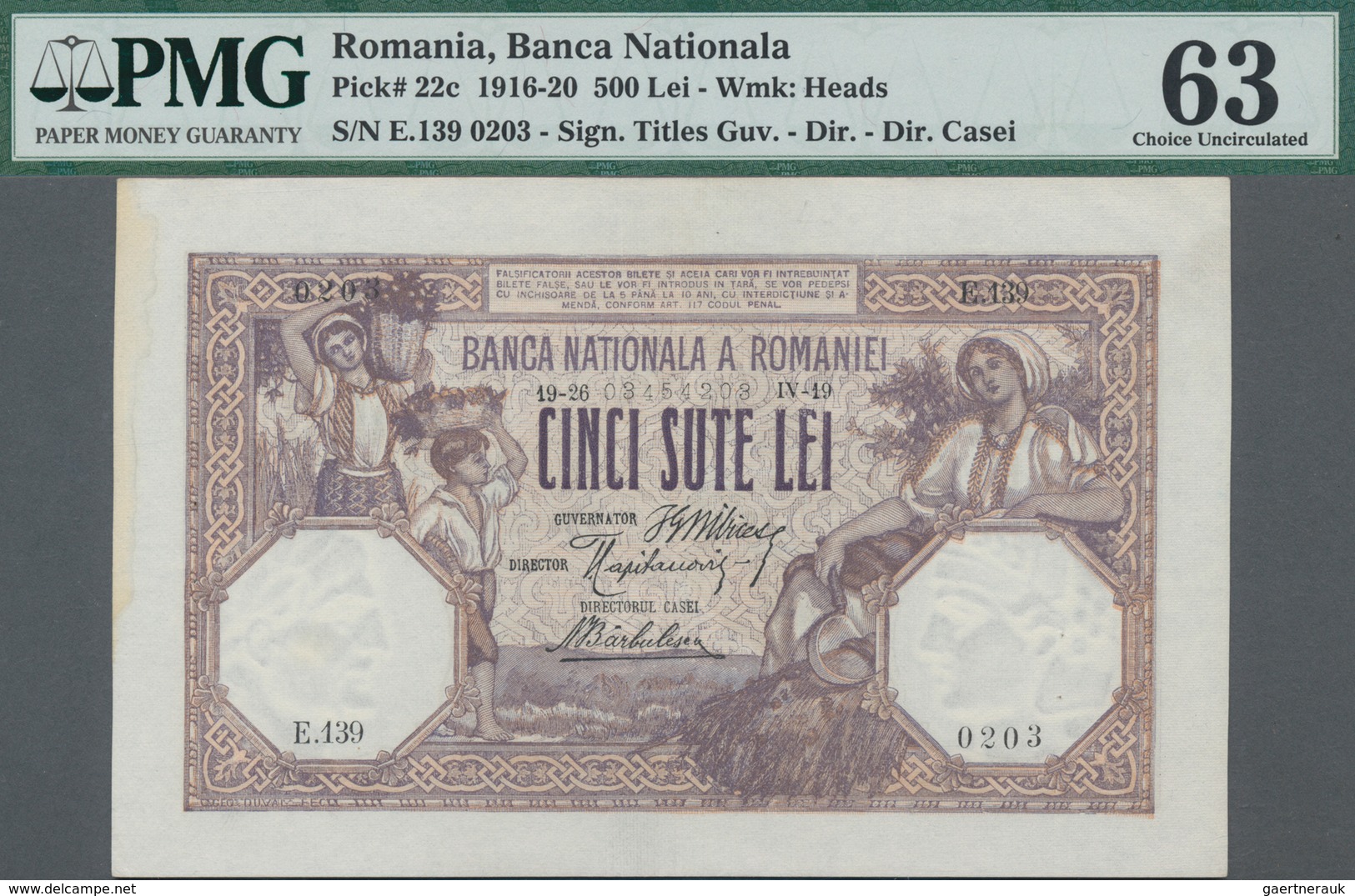 Romania / Rumänien: Banca Naţională A României 500 Lei 1919 With Signature Titles: Guvernator, Direc - Roumanie