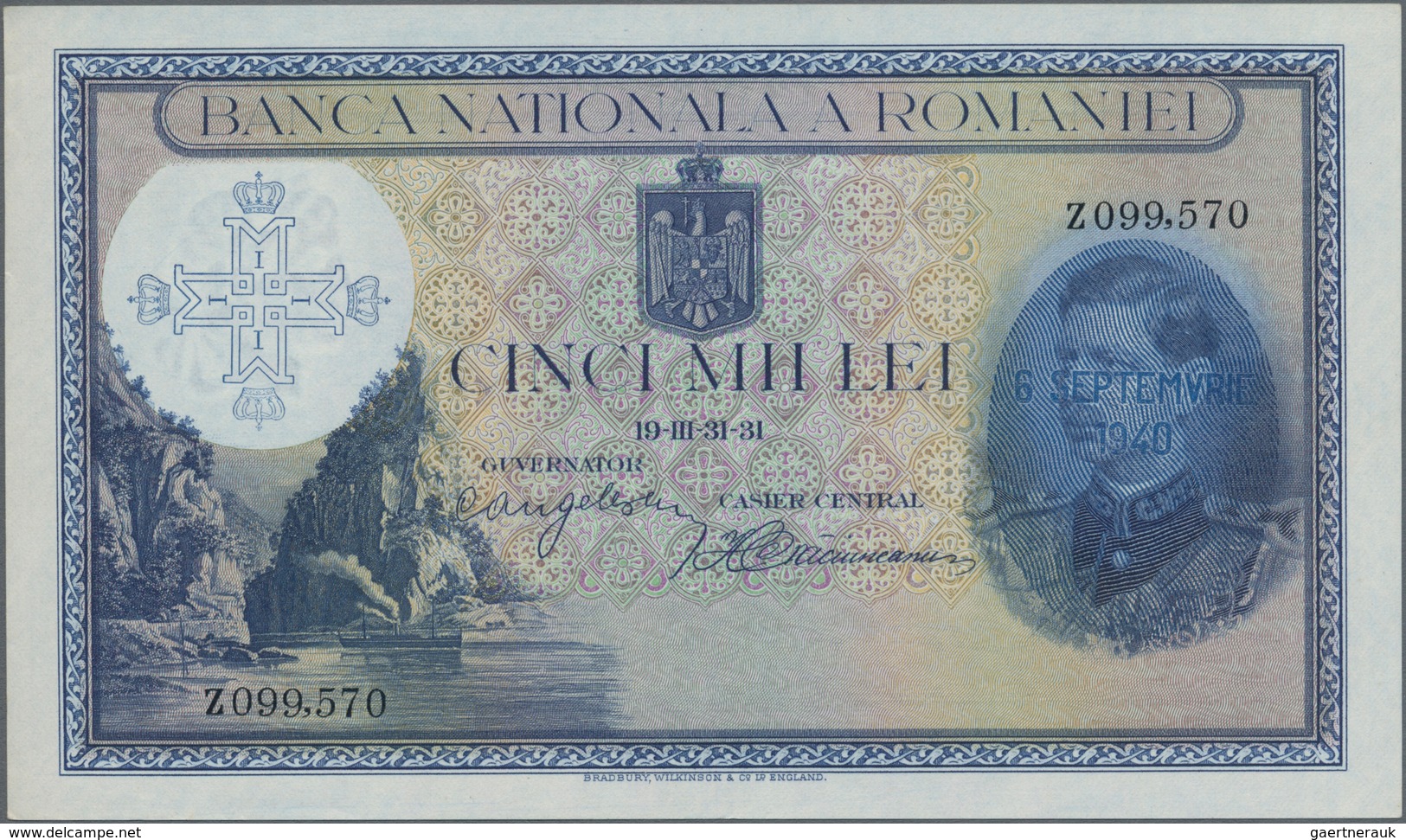 Romania / Rumänien: Banca Naţională A României 5000 Lei 31.03.1931 - Overprint 06.09.1940 (date Of A - Rumänien