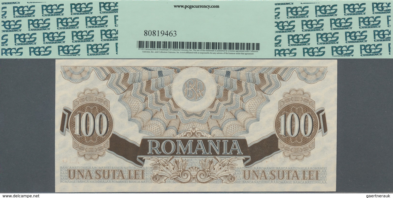 Romania / Rumänien: Banca Naţională A României 100 Lei December 5th 1947, P.67, PCGS Graded 58 PPQ C - Rumänien