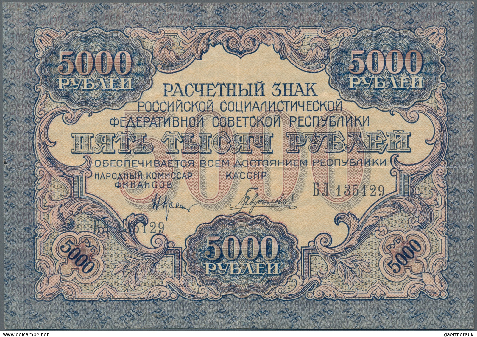 Russia / Russland: Pair With 5000 And 10.000 Rubles 1919, P.105a, 106a, Both In VF Condition. (2 Pcs - Rusland