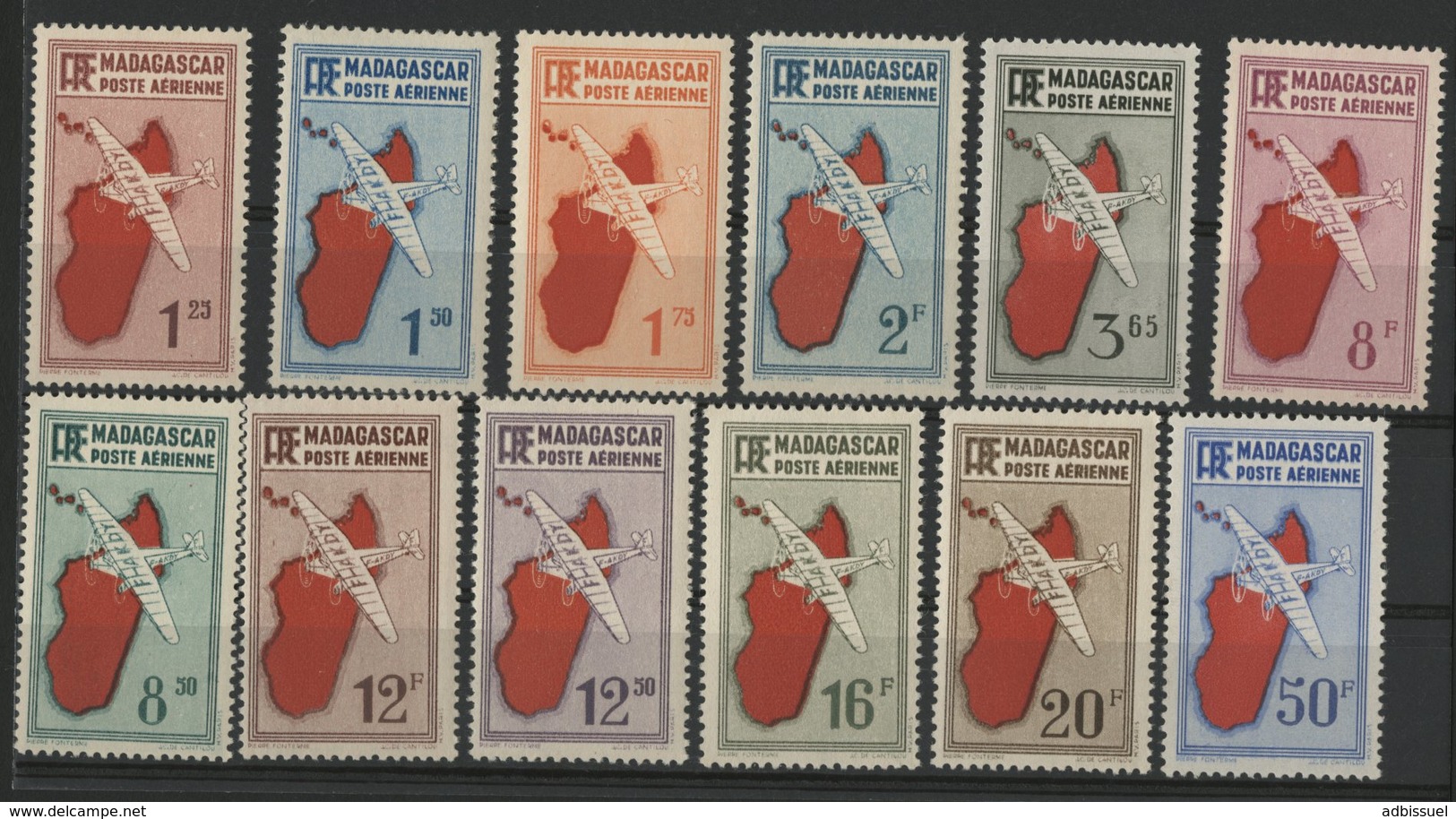 MADAGASCAR POSTE AERIENNE Cote 44 € N° 2 à 5A + 8 à 14. Ensemble De 12 Valeurs Neuves ** MNH. TB - Posta Aerea