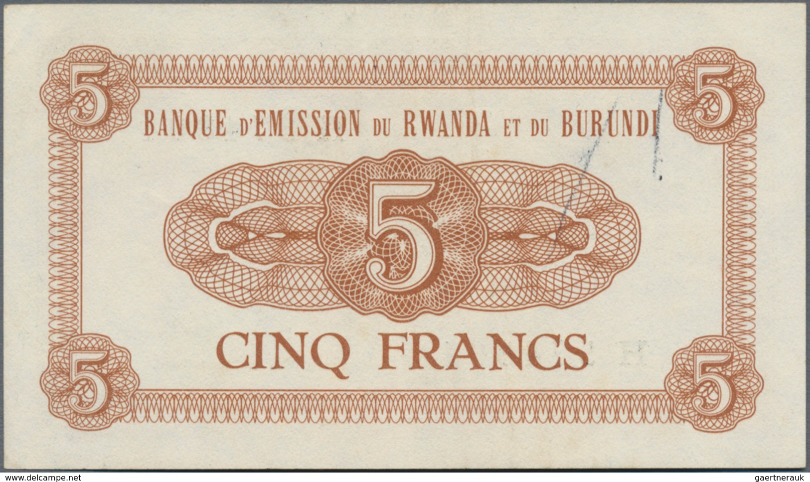 Rwanda-Burundi / Ruanda-Burundi: Banque D'Émission Du Rwanda Et Du Burundi 5 Francs 1961, P.1, Very - Ruanda-Burundi