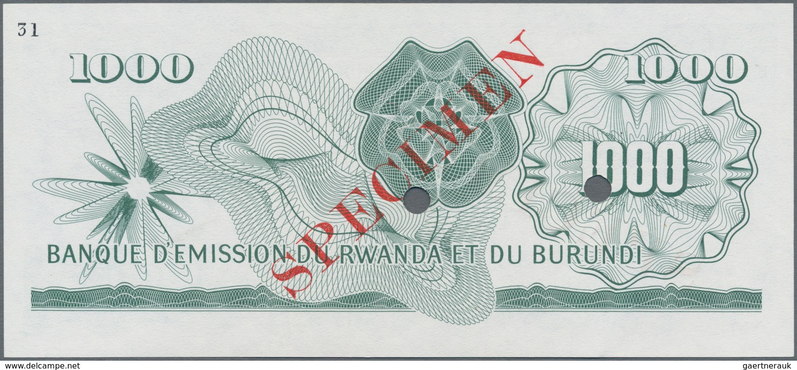 Rwanda-Burundi / Ruanda-Burundi: Banque D'Émission Du Rwanda Et Du Burundi 1000 Francs September 15t - Ruanda-Urundi